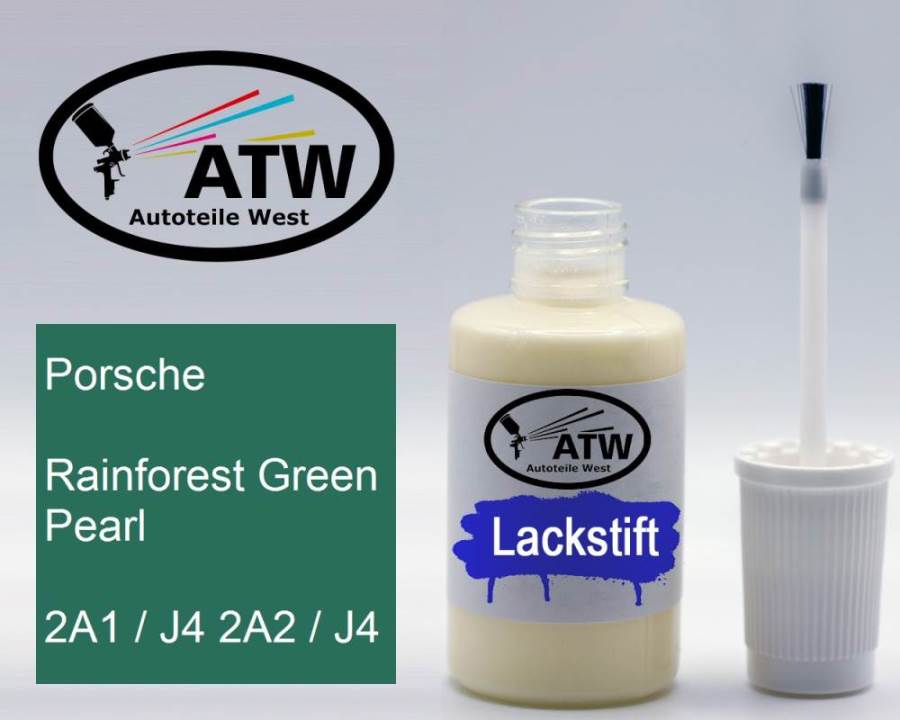 Porsche, Rainforest Green Pearl, 2A1 / J4 2A2 / J4: 20ml Lackstift, von ATW Autoteile West.